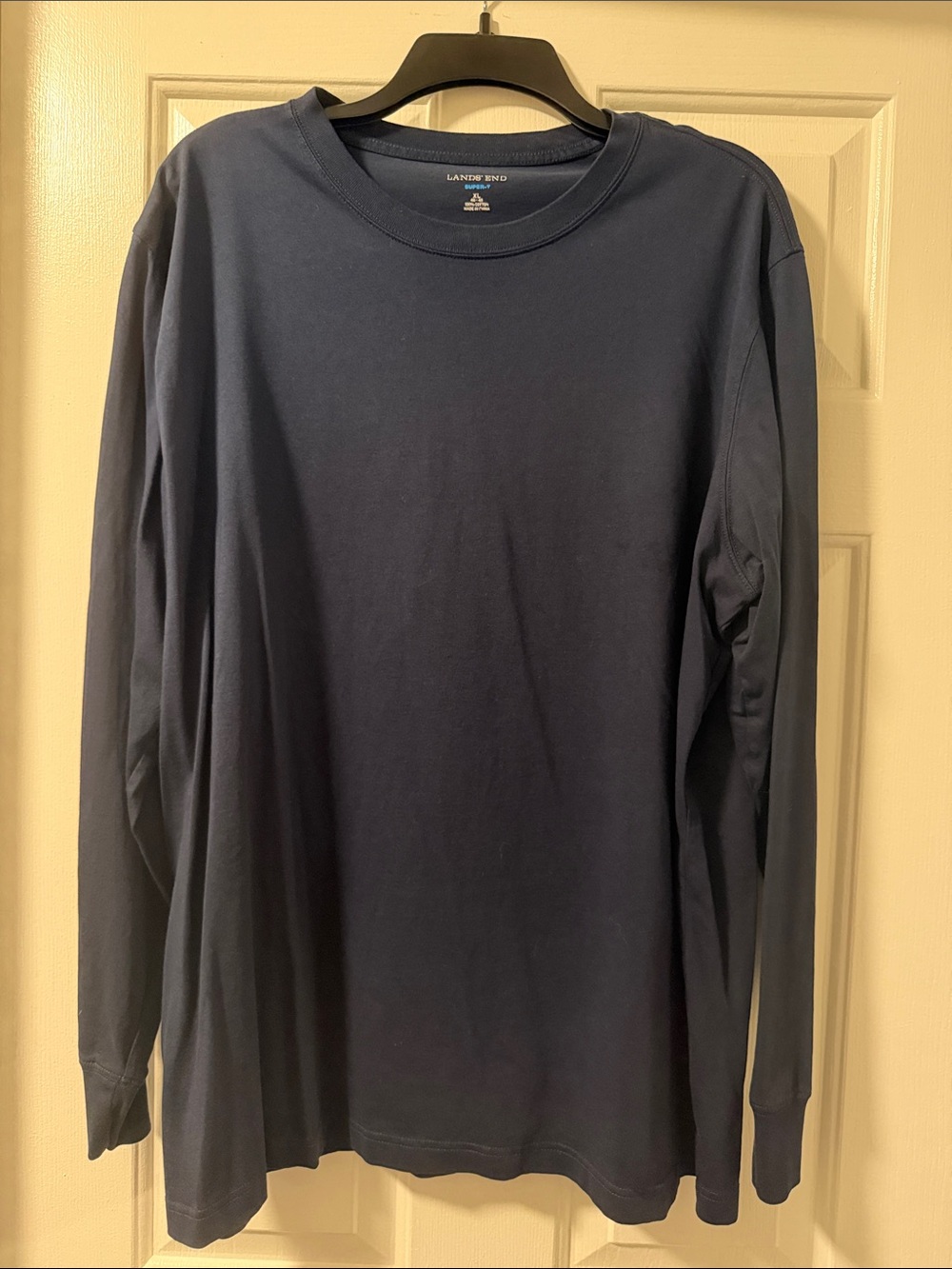 Lands' End Men's Long-Sleeve Crewneck Tee — Navy Blue